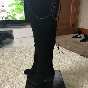 Black sued knee high boots